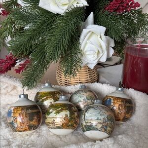 Vintage Corning Glass Nativity Ornaments/Bulbs